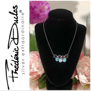 Frederic Duclos French Designer Sterling Silver Multi Stone Necklace